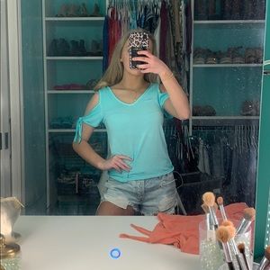 aqua teal shirt